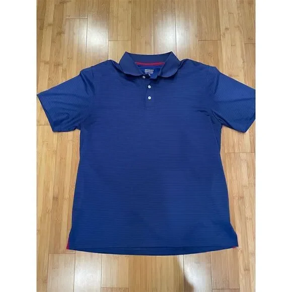 Brooks Brothers Men's XL Blue Striped Short Sleeve Polo Shirt Casual