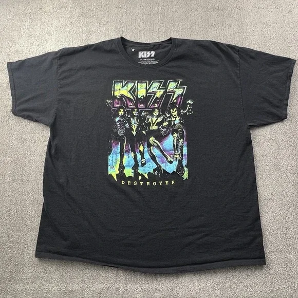KISS Shirt Adult 3XL XXXL Black Short Sleeve Rock Band Casual Men's