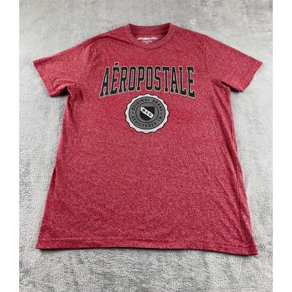 Aeropostale Mens Red Short Sleeve Graphic T Shirt Original Brand NYC Medium