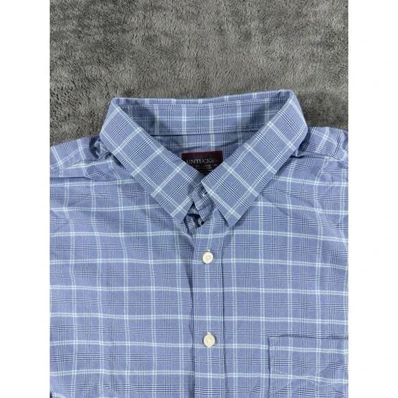Untuckit Toro Shirt Men 2XLT Plaid Long Sleeve Button Up Nylon Blue Green White
