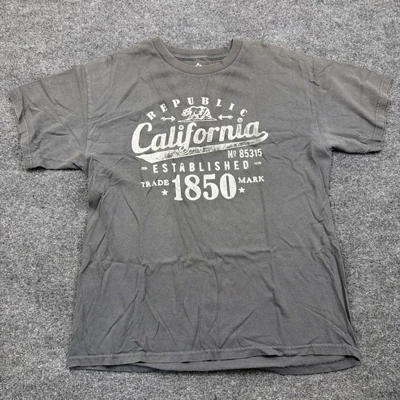 Mens Size Large California Republic Gray Shirt Tee Lg L Short Sleeve