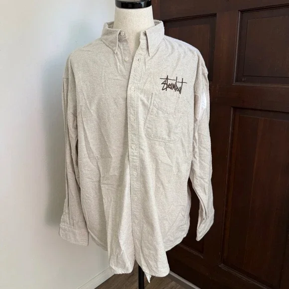 Steamboat Shirt Embroidered Ski Woolrich Button Down Cotton VTG‎ | Cream | XXL