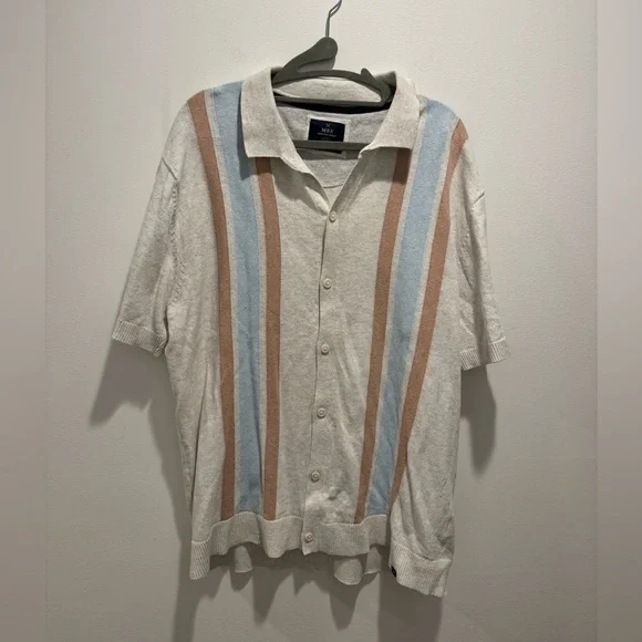 MBX Premium Striped Short Sleeve Button-Up Shirt XL
