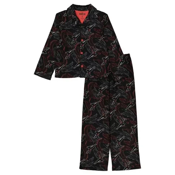 AME Big Boys Shang-Chi Coat Pajamas, 2 Piece Set Black Red Size 8