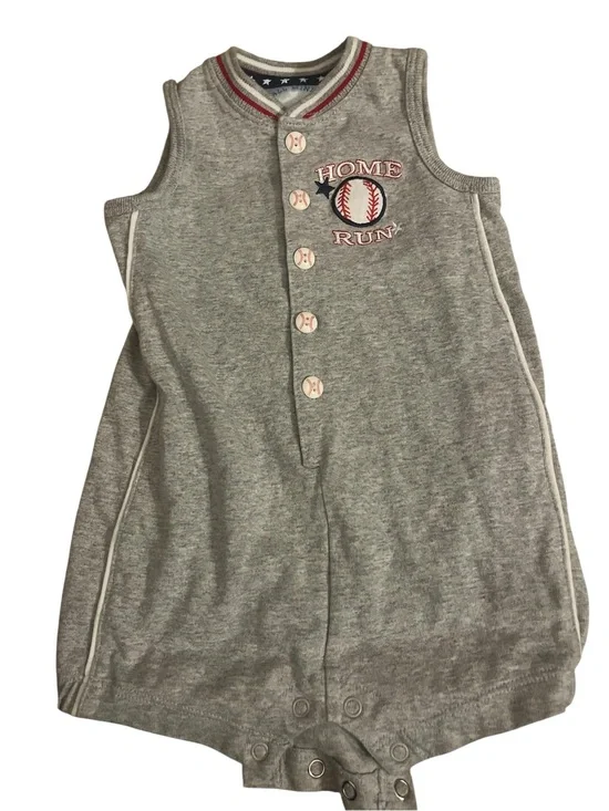 Infant Grey 'Home Run' Baseball Sleeveless Romper