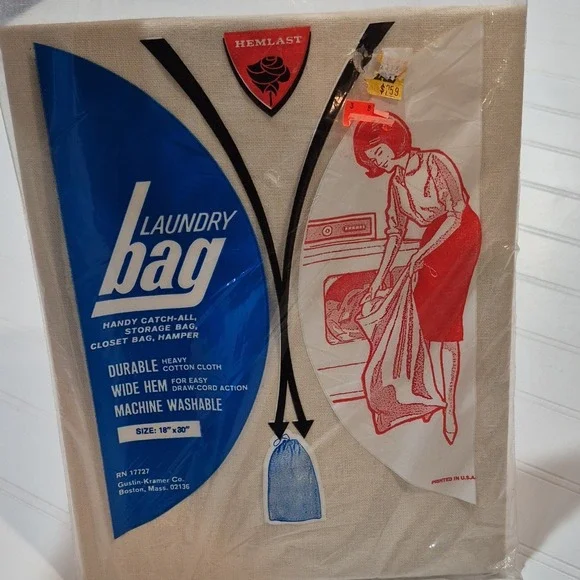 Hemlast Heavy Duty Cotton Laundry Bag 18 x 30 in Machine Washable Drawstring