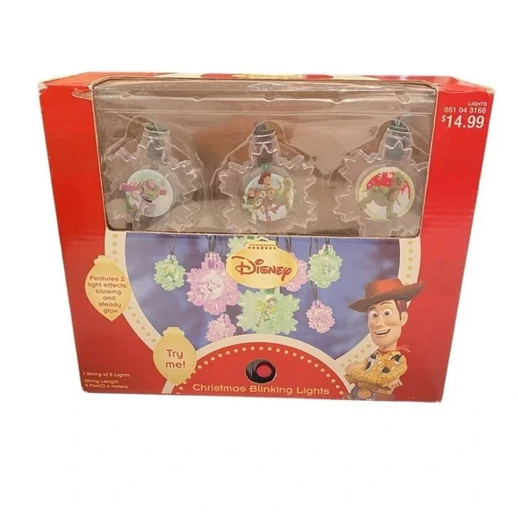 DISNEY TOY STORY MOTION ACTIVATED (8) CHRISTMAS TREE LIGHTS~BLINKING/STEADY~NIB