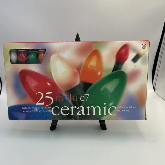 Christmas Ceramic String Lights Indoor/Outdoor Lights 25 Vintage 23 Ft
