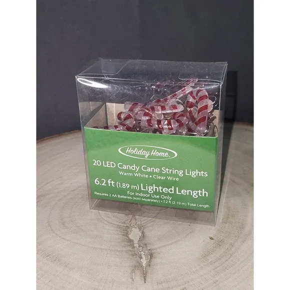 Holiday Home LED Miniature Candy Cane Lights For Indoor‎ Use Only 6.2ft~NEW~RARE
