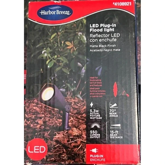 Harbor Breeze LED Plug-In Flood Light Matte Black 550 Lumens #4108921