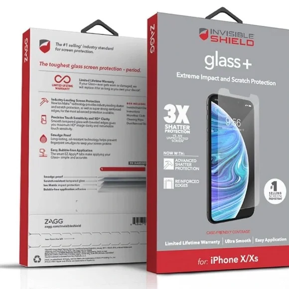 ZAGG InvisibleShield Glass+ Screen Protector for iPhone X/XS - Clear