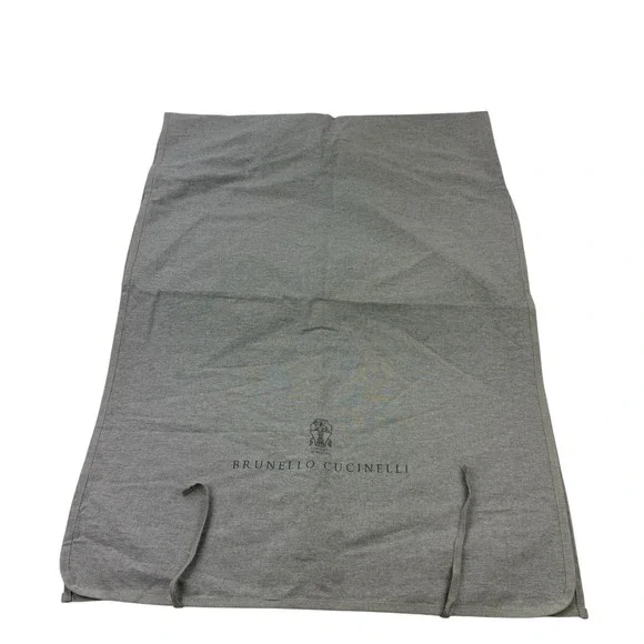 Brunello‎ Cucinelli Gray Cotton Travel Bag Dust Cover Scarf 28x38 Ribbon Ties