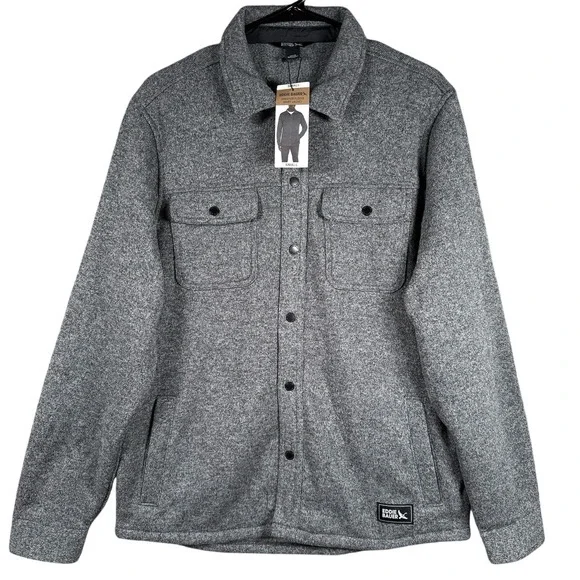 Eddie Bauer Men's Sweater Fleece Shirt Jacket‎ Size Small Heather Gray Chore NWT