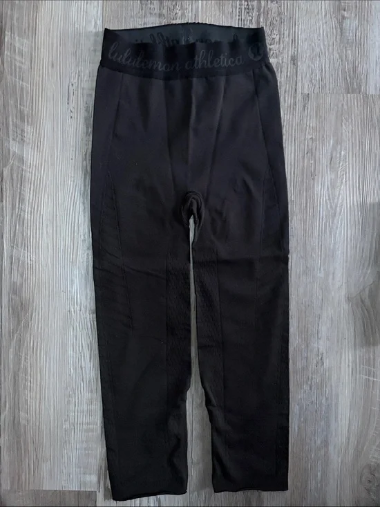 Lululemon Seamless Compression Leggings Black Logo Waistband