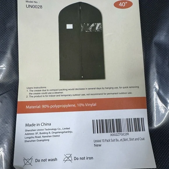 Black Garment Bag 40