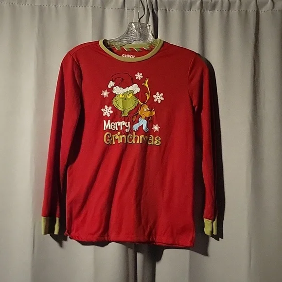 Dr. Seuss Red and Green Grinch Kids Pajama Top