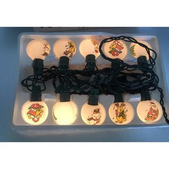 Merry Xmas Christmas Tree Round White‎ lights Indoor Outdoor Snowman Santa Bells