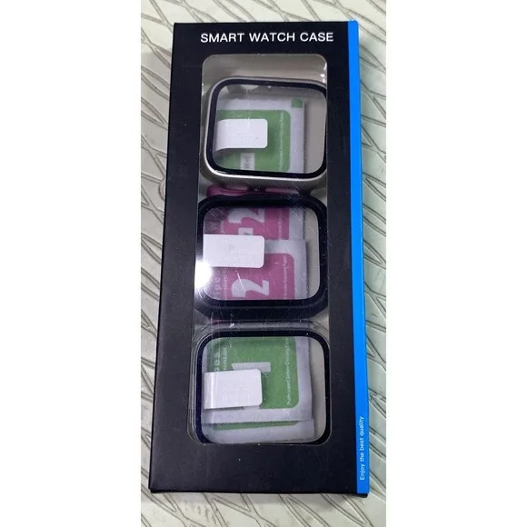 Piankeago 3-Pack Apple Smart Watch Case-Screen Protector Clear/Silver/Black NEW‎