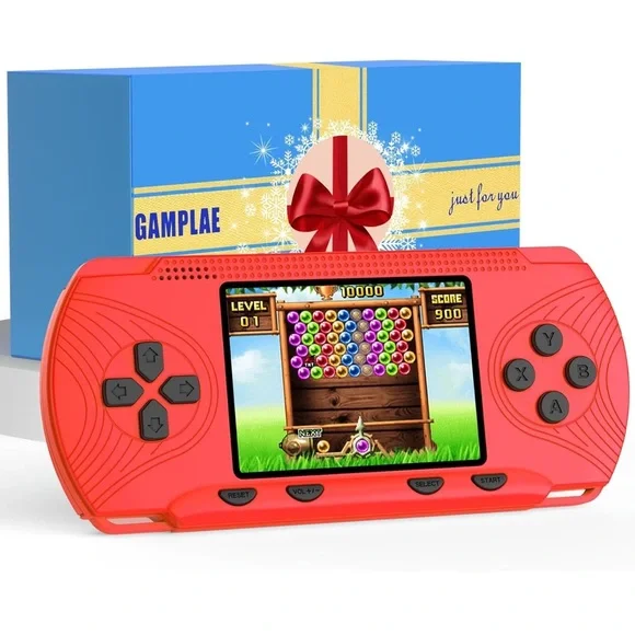 Retro handheld gaming console, 3.5 inch HD screen, 256 built in games. Red