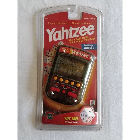 Yahtzee Electronic Handheld Game 1999 Clear Milton Bradley Hasbro Y2K New Sealed