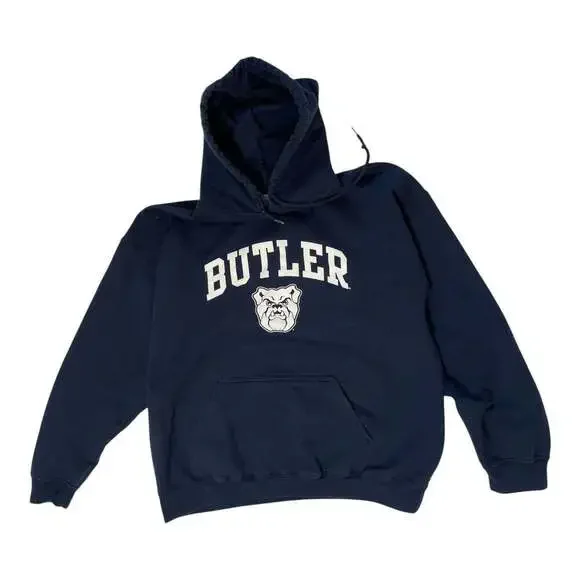 Butler Bulldogs Hoodie Navy Blue Gildan Heavy Blend Pullover Sweatshirt L