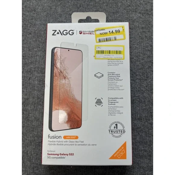 Zagg Invisible Shield Fusion D3O Screen Protector For Samsung Galaxy‎ S22 NIB