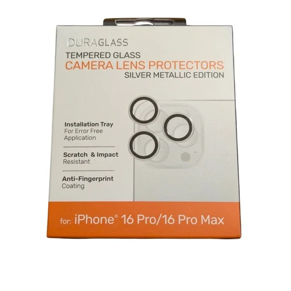 Z9N DuraGlass Silver Metallic Glass Camera Protector - iPhone 16 Pro/16 Pro‎ Max
