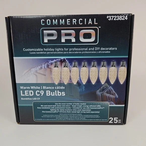 GEMMY Commercial Pro‎ 25 Ct C9 Warm White LED String Christmas Light Bulbs E17