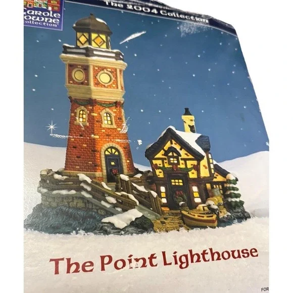 Carole Towne Collection 2004 The Point Lighthouse Christmas Town Tested Works!!
