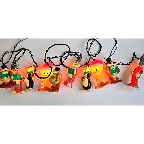 Vtg Looney Tunes Christmas Lights Taz Tweetie Bird Bugs Bunny 1997 WORKS 1717