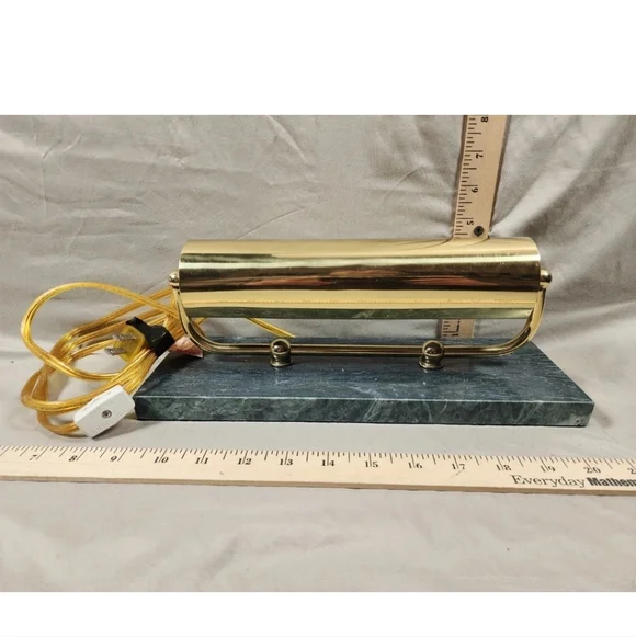 Vintage Brass And Marble Desk/Mantle Display Light Mid Century Decor Used