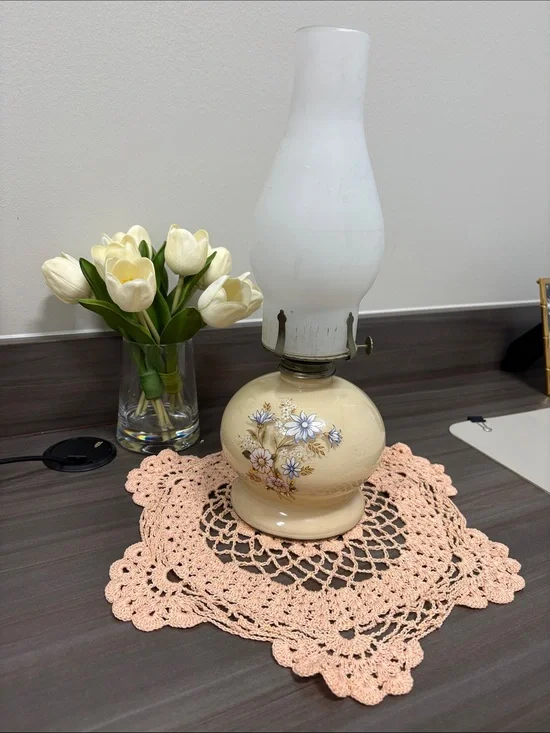 Vintage Floral Hurricane Lamp - Lamp Light Farms - Classic Accent Lamp