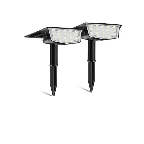 Solar Spotlight Two Pack Outdoor Waterproof IP65 Security Garden Pathway Lights