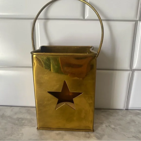 Vintage Brass Star Lantern Decor - Home Accents