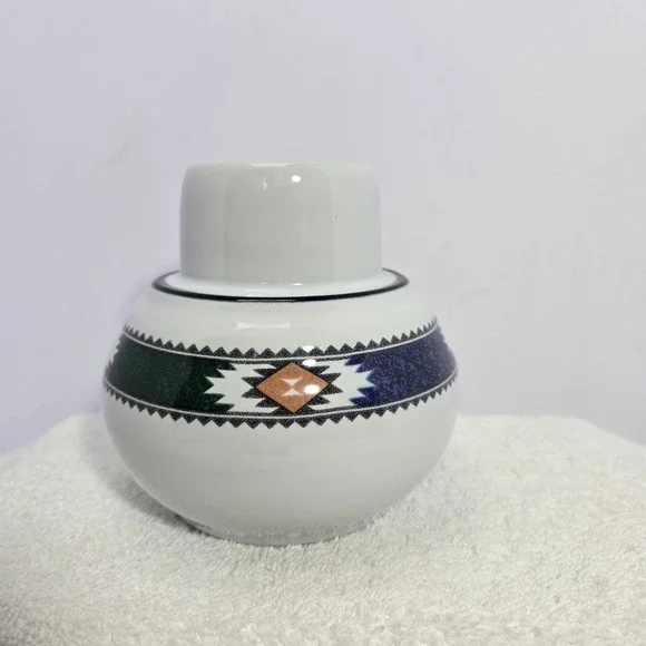 Kachina by Noritake Japan Hurricane Lamp Base Santa Fe Aztec Design Southwestern
