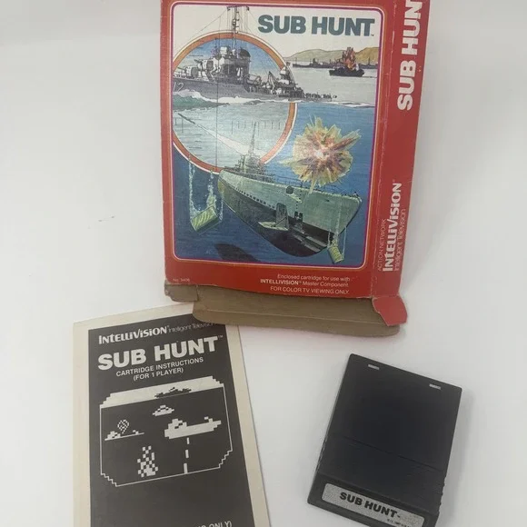Vintage Sub Hunt Intellivision Video Game 1981 Box Manual Complete CIB Classic