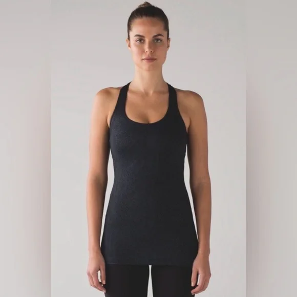 340. lululemon athletica Black Womens Snake-Texture Racerback Tank Size Medium