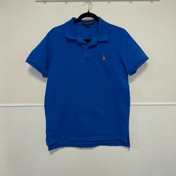 Men's U.S. Polo Assn. Polo Shirt, M, Blue & orange Collard shirt
