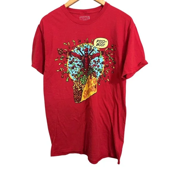 Marvel Loot Crate T Shirt Mens Medium Red Taco Deadpool Pico‎ Boo Graphic Tee