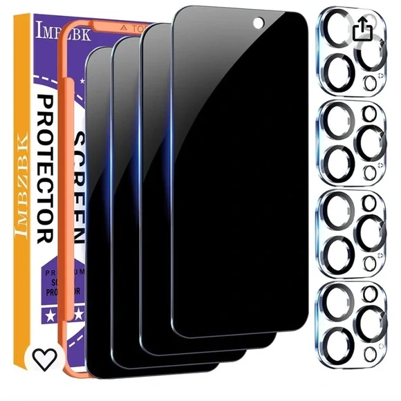New 4 Pack Privacy Protector & Pack Lens Protector, True 25° Privacy Protection