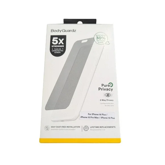 Mm2N BodyGuardz 2-way Privacy‎ Glass Screen Protector - Iphone 16+ / 15PM / 15+