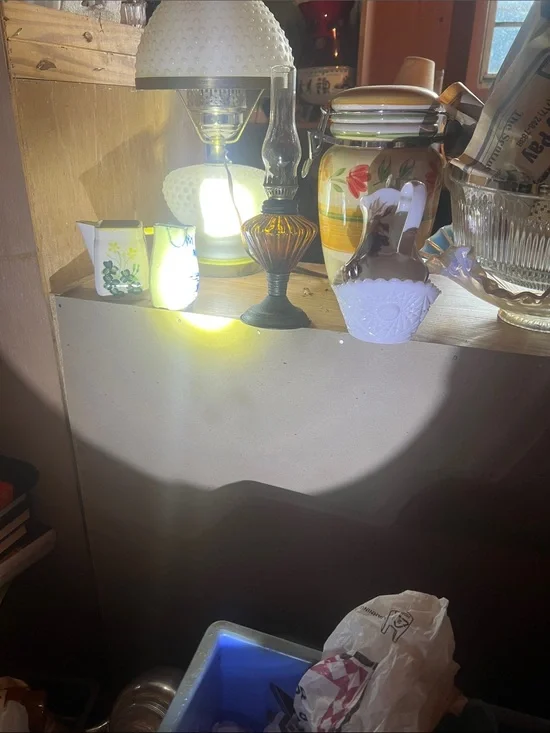 Vintage small brown lamp with shade