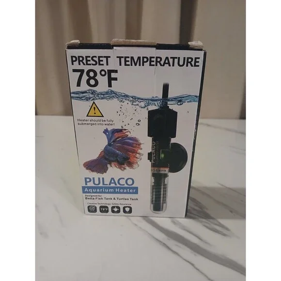 Pulaco Aquarium Heater 25W 78℉ 1- 6 Gal Betta Fish Turtles Tank PL-168 Open Box