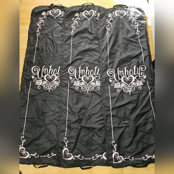 3 Dolls Kill Unholy Black & Light Pink Zip Garment Dress Storage Bags W Hangers