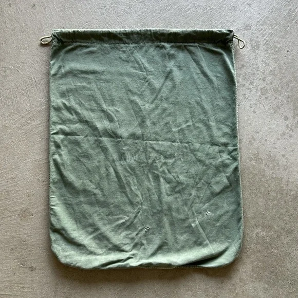 Vintage 60s US Army Barracks Laundry Bag Olive Green Drab Poplin Stenciled Large