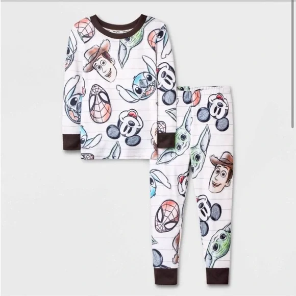 Disney 100 Anniversary 2pc Toddler Pajamas Set Marvel Star Wars