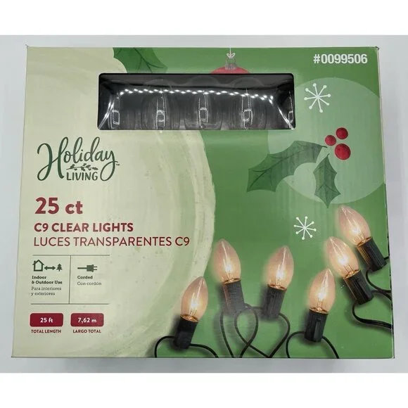 Holiday Living 25ct Clear C9‎ String Lights Christmas 24 ft Wedding Birthday
