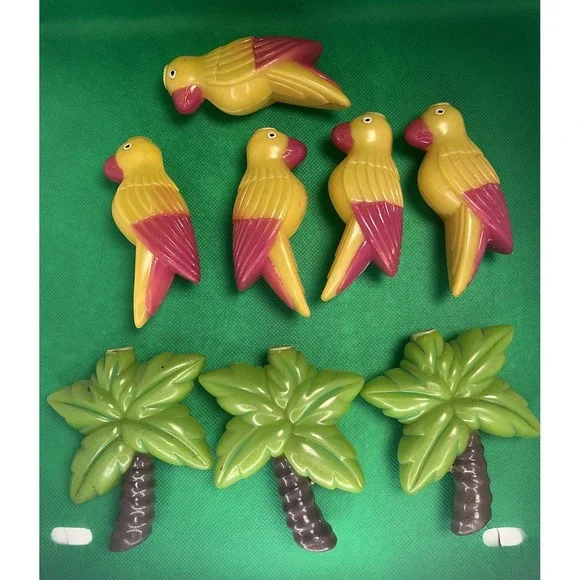 Set Of 8 Parrots (5) And Palm‎ Trees (3) String Lights Covers Tiki Bar Patio RV