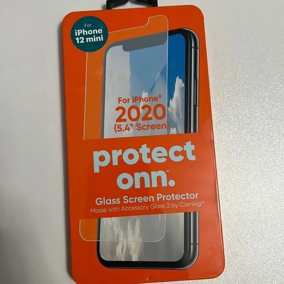 NWT Onn. Glass Screen Protector for iPhone 12 Mini w/ Application Tray