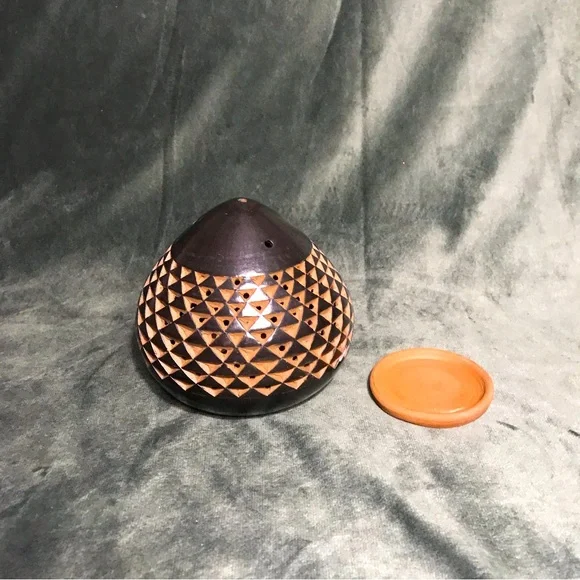 Black Triangle Terracotta Tealight Incense Holder